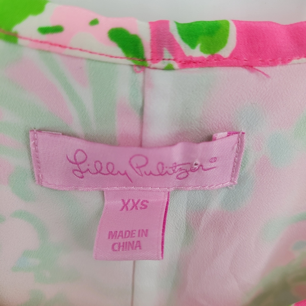 Lilly Pulitzer Dusk Silk Slip Dress Southern Chaloral Pink and Green Slip Dress - Picture 6 of 10
